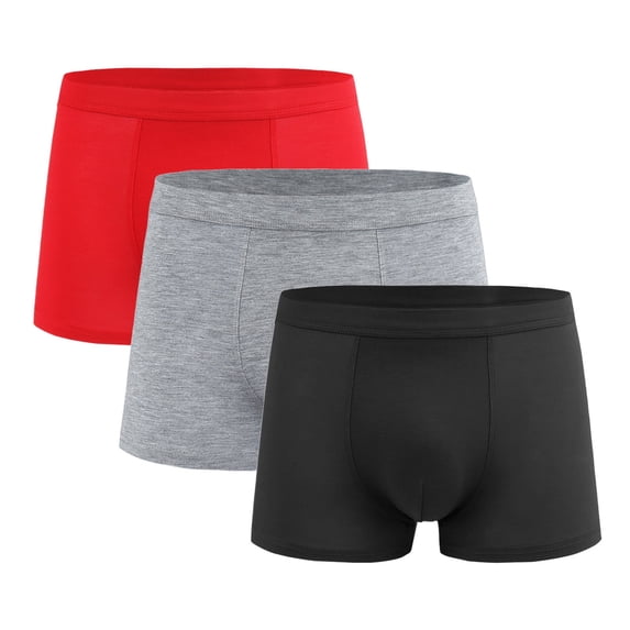 LIaqionyy Men's 3 Pack Big and Tall Boxer Briefs Soft Stretch Solid Color Comfortable Short Leg for Men
