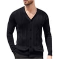 thumbnail image 1 of LIaqionyy Men's Cardigan Sweater V Neck Soft Long Sleeve Tops Casual Button down Knitted Fall Winter Sweaters, 1 of 7