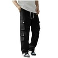 thumbnail image 1 of LIaqionyy Men's Cargo Pants Workout Joggers Stretch Hiking Drawstring Sweatpants with Pockets Lounge Pant, 1 of 4