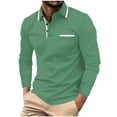 thumbnail image 1 of LIaqionyy Men's Casual Shirts Classic Button Basic Long Sleeve Shirt Solid Color Collared Tees Tops with Pocket, 1 of 2