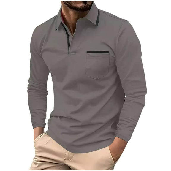 LIaqionyy Men's Casual Shirts Classic Button Basic Long Sleeve Shirt Solid Color Collared Tees Tops with Pocket
