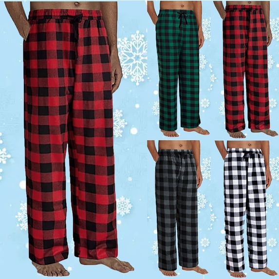 LIaqionyy Men's Christmas Pajamas Pants Wide Leg Elastic Waist Casual Loose Bottom Sleepwear Loungewear Trousers