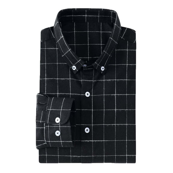 LIaqionyy Men's Dress Shirts Classic Striped Button down Shirt Casual Slim Long Sleeve Fashion Business Clothes