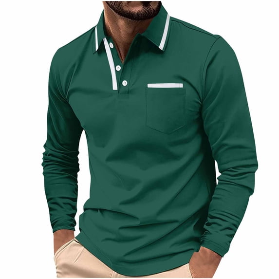 LIaqionyy Men's Golf Shirt Long Sleeve Casual Fashion Soft Classic Collared Business Fall Tee Shirts with Pockets