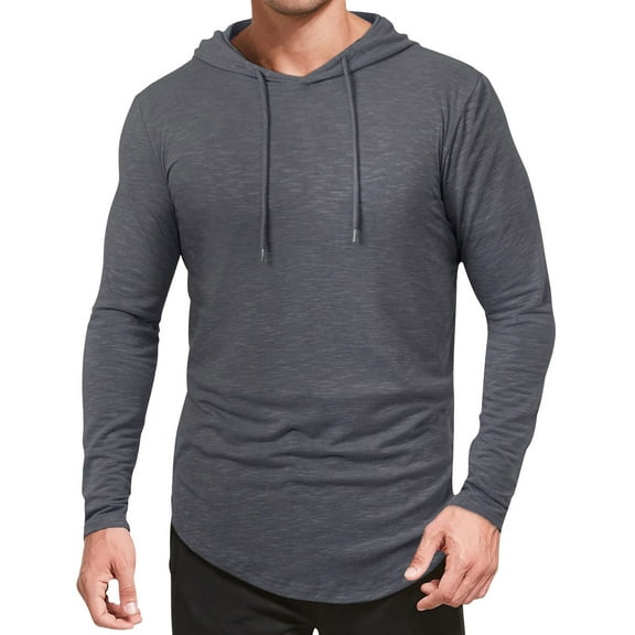 LIaqionyy Men's Hooded Shirts Long Sleeve Lightweight Hoodie Casual Running Work T Shirt Pullover Tops