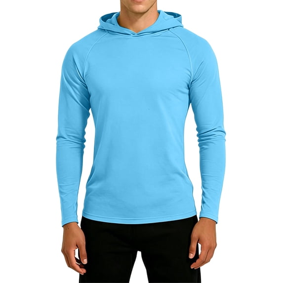 LIaqionyy Men's Hooded Shirts Sun Protection Long Sleeve Casual Athletic Lightweight Tops for Running Gym Workout