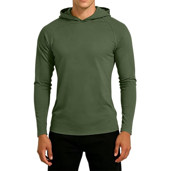 LIaqionyy Men's Hooded Shirts Sun Protection Long Sleeve Casual Athletic Lightweight Tops for Running Gym Workout