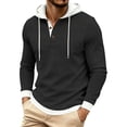 thumbnail image 1 of LIaqionyy Men's Hoodie Pullover Button Front Drawstring Fashion Long Sleeve Lightweight Fall Sweatshirts Clothes, 1 of 5