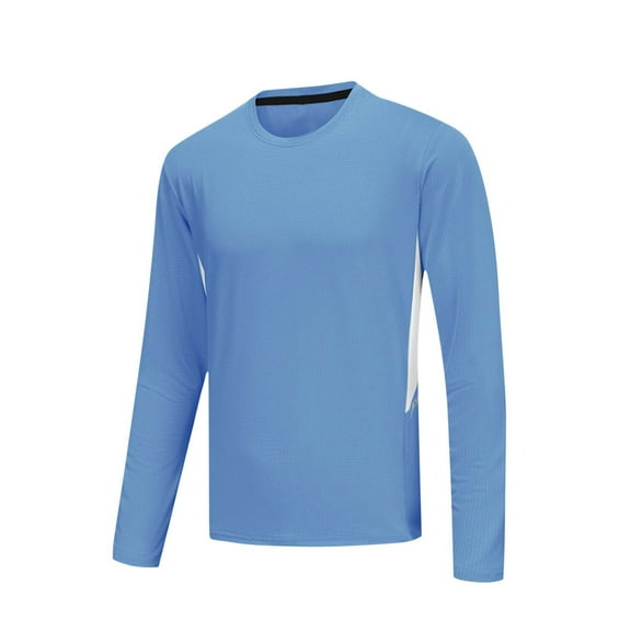 LIaqionyy Men's Long Sleeve Shirts Crew Neck T Shirt Solid Color Casual Basic Tees Soft Stretch Activewear Tops