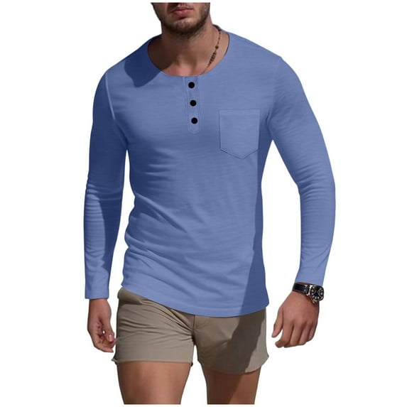 LIaqionyy Men's Long Sleeve T Shirts Casual Lightweight Shirt Men Breathable Comfort Tee Tops with Pocket