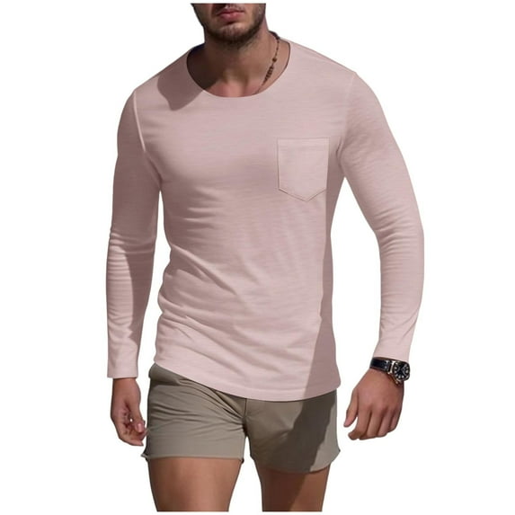 LIaqionyy Men's Long Sleeve T Shirts Casual Lightweight Shirt Men Breathable Comfort Tee Tops with Pocket