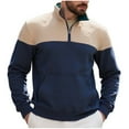 thumbnail image 1 of LIaqionyy Men's Mock Neck Sweatshirts Quarter Zip Color Block Long Sleeve Casual Pullover Sweatshirt, 1 of 7