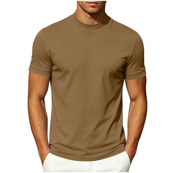 LIaqionyy Men's Mock Neck T Shirts Short Sleeve Lightweight Undershirt Pullover Tops Casual Summer Basic Tees