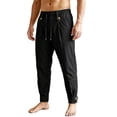 thumbnail image 1 of LIaqionyy Men's Pants Lightweight Drawstring Elastic Waist Straight Leg Casual Fashion Trousers with Pockets, 1 of 7