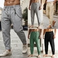 thumbnail image 1 of LIaqionyy Men's Pants Lightweight Drawstring Elastic Waist Straight Leg Casual Fashion Trousers with Pockets, 1 of 8