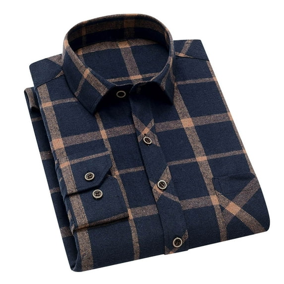 LIaqionyy Men's Plaid Button down Shirt Classic Dress Long Sleeve Regular Business Casual Tops with Pocket