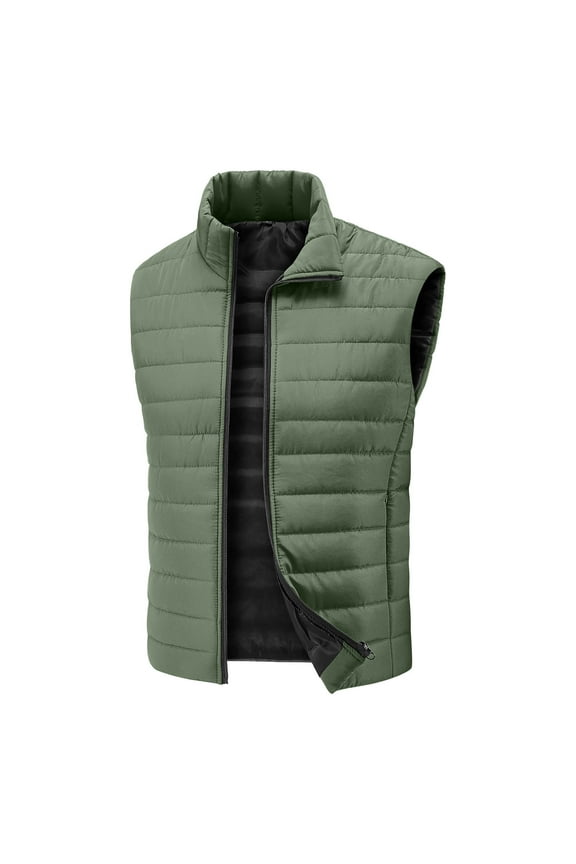 Men's Puffer Vest Quilted Sleeveless Jacket Warm Winter Full Zipper Outerwear with Pockets M-5XL