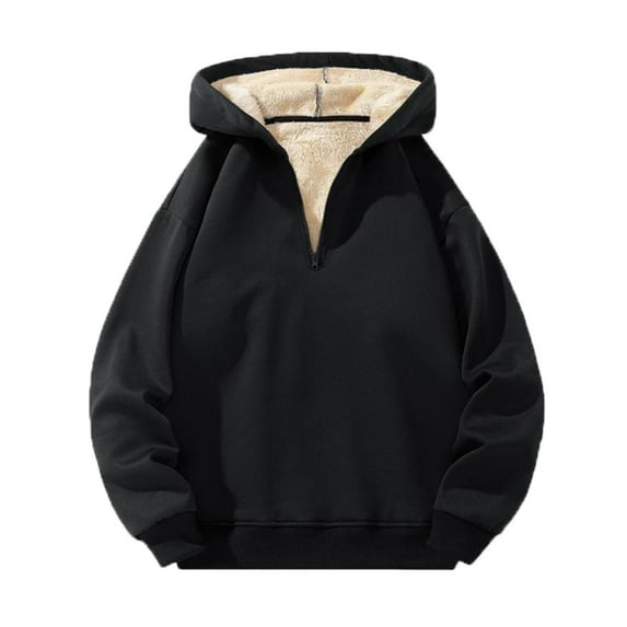 LIaqionyy Men's Quarter Zip Hoodie Sweatshirts Fleece Lined Long Sleeve Drop Shoulder Sweatshirt Casual Pullover