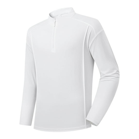 LIaqionyy Men's Quarter Zip Shirt Running Mock Neck Long Sleeve Pullover Tops Hiking Workout Tees Shirts