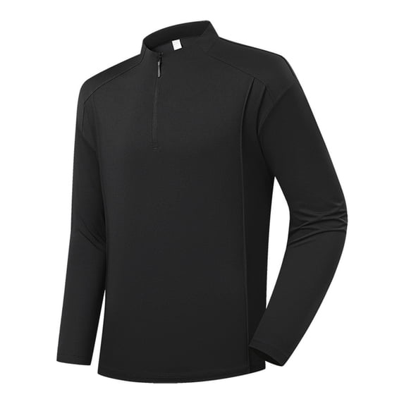 LIaqionyy Men's Quarter Zip Shirt Running Mock Neck Long Sleeve Pullover Tops Hiking Workout Tees Shirts