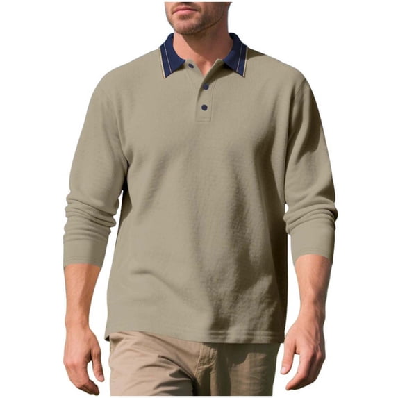 LIaqionyy Men's Shirts Long Sleeve Button Casual Work Collared Fashion Shirt Business Solid Color Tees Tops
