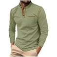 thumbnail image 1 of LIaqionyy Men's Shirts Long Sleeve Button T Shirt Casual Classics Work Pullover Fashion Tops Fall with Pocket, 1 of 7