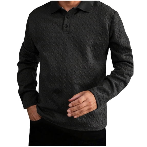 LIaqionyy Men's Shirts Long Sleeve Button up Pullover Sweater Textured Business Casual Soft Collared Tops
