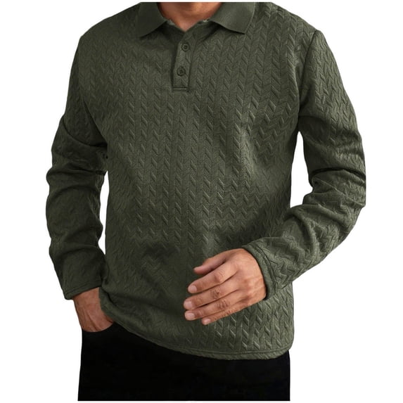LIaqionyy Men's Shirts Long Sleeve Button up Pullover Sweater Textured Business Casual Soft Collared Tops