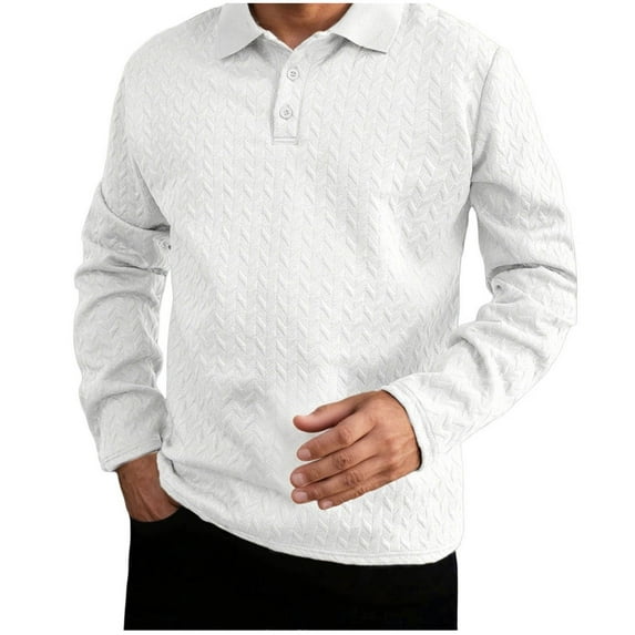 LIaqionyy Men's Shirts Long Sleeve Button up Pullover Sweater Textured Business Casual Soft Collared Tops