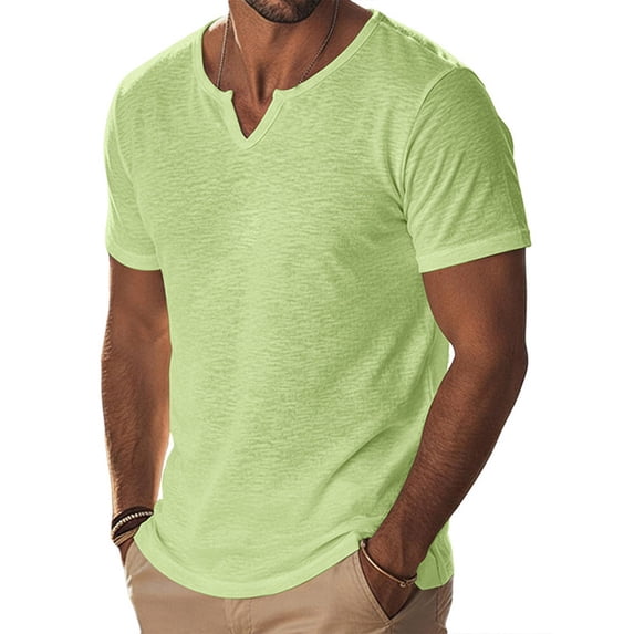 LIaqionyy Men's Short Sleeve Casual Basic Fashion V Neck Tee Shirts Summer Lightweight Solid Color Tops