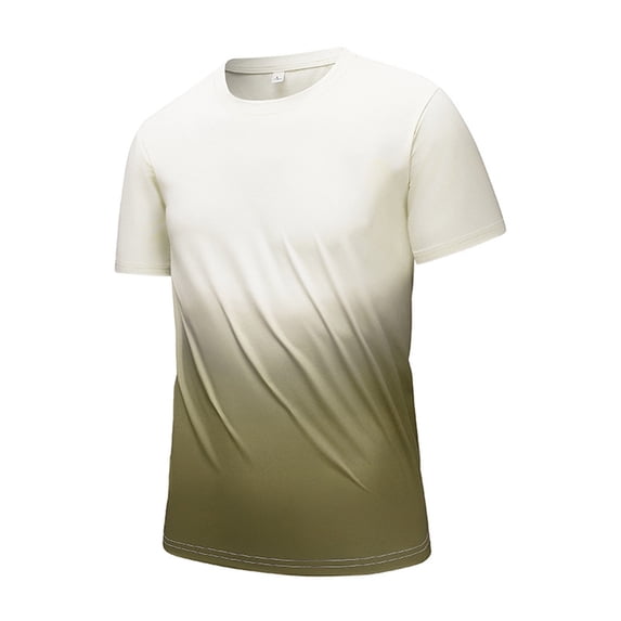 LIaqionyy Men's Short Sleeve Casual Shirt Gradient Color Big and Tall Tees Shirts Crew Neck Summer Tops M-5XL