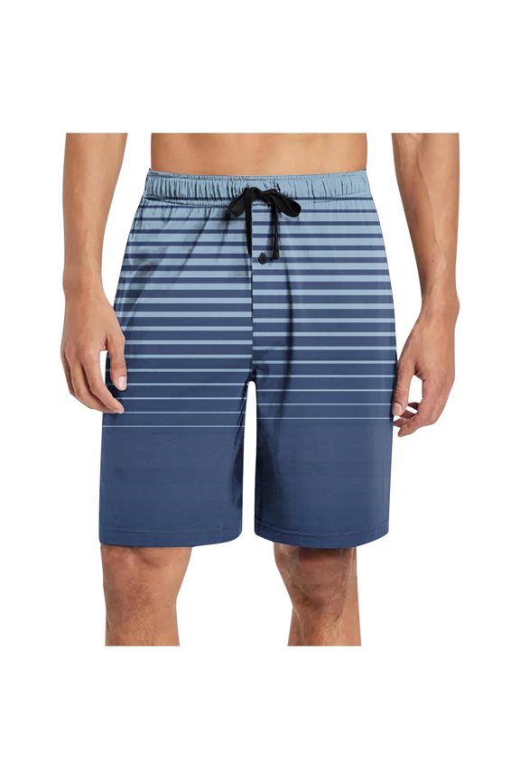 Men's Striped Pajama Shorts Soft Elastic Waist Drawstring Short Pants Loungewear with Pockets