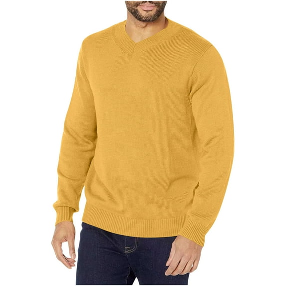 LIaqionyy Men's Sweater Casual Knitted V Neck Pullover Soft Long Sleeve Business Tops Fall Winter Sweaters