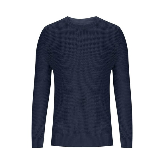 LIaqionyy Men's Sweater Crewneck Pullover Textured Knitted Tops Soft Long Sleeve Casual Loose Sweaters