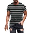 thumbnail image 1 of LIaqionyy Men's T Shirt Crew Neck Striped Casual Basic Shirts Color Block Stretch Summer Tees Big and Tall Tops, 1 of 5