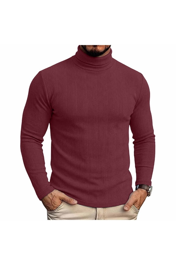 Men's Turtleneck Sweater Slim Casual Mock Neck Pullover Lightweight Ribbed Sweaters Fall Winter Tops