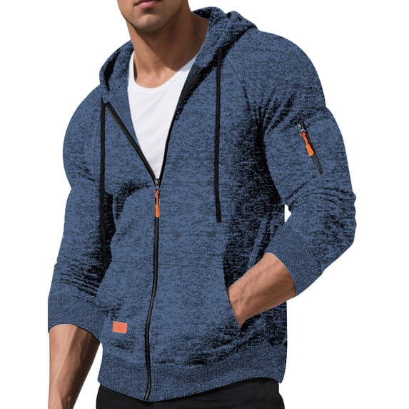 LIaqionyy Men's Zip up Hoodie Sweatshirt Long Sleeve Jacket Running Casual Activewear with Zipper Pockets