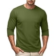 thumbnail image 1 of LIaqionyy Mens 3/4 Sleeve Shirts Lightweight Casual Round Neck Loose Comfortable Tees Shirt Clothes with Pocket, 1 of 7