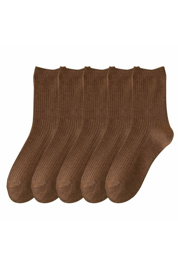 Mens 5 Pack Crew Socks Cotton Dress Solid Color Casual Classic Business Soft Breathable Sock