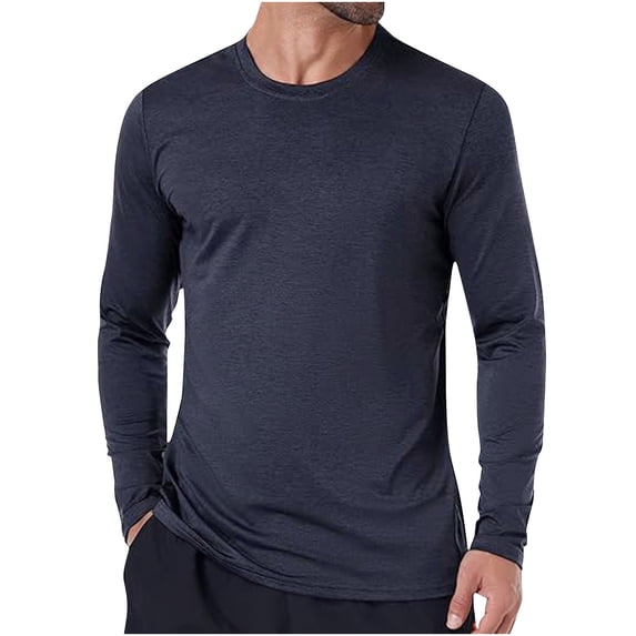 LIaqionyy Mens Athletic Shirts Long Sleeve Sun Protection Tops Workout Casual Gym Running Lightweight Shirt