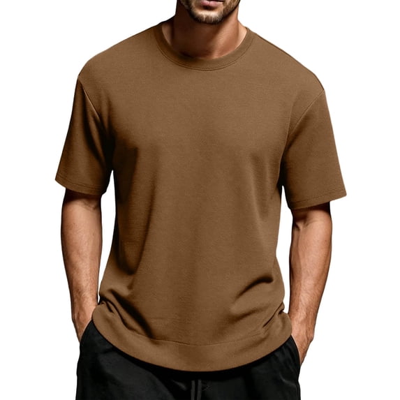 LIaqionyy Mens Big and Tall Shirt Short Sleeve Crew Neck Tops Solid Color Casual Loose Gym Workout Oversize T Shirts M-8XL