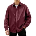 thumbnail image 1 of LIaqionyy Mens Button down Shirt Casual Loose Long Sleeve Collared Shirts Solid Color Wedding Prom Business Tops, 1 of 6