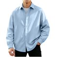 thumbnail image 1 of LIaqionyy Mens Button down Shirt Casual Loose Long Sleeve Collared Shirts Solid Color Wedding Prom Business Tops, 1 of 6