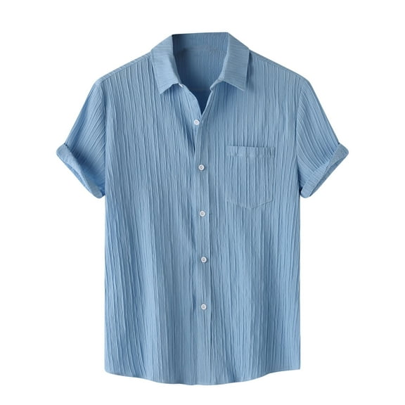 LIaqionyy Mens Button down Shirts Casual Short Sleeve Fashion Vacation Beach Business Dress Shirt Clothes