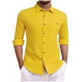 thumbnail image 1 of LIaqionyy Mens Button down Shirts Cotton Linen Casual Long Sleeve Shirt Tops Fall Clothes with Pockets, 1 of 6