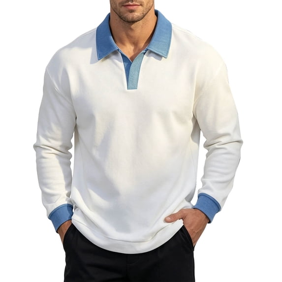 LIaqionyy Mens Collared Shirts Long Sleeve Casual Loose Fashion Classic Golf Shirt Business Work Pullover Tops