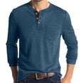 thumbnail image 1 of LIaqionyy Mens Cotton Tops Long Sleeve Button Casual Basic Plain T-Shirt with Pocket Classic Lightweight Sport Work Clothes, 1 of 8