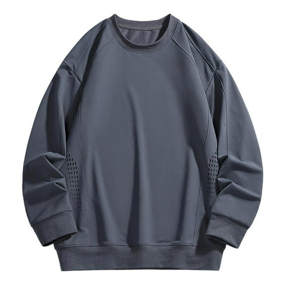 LIaqionyy Mens Crew Neck Sweatshirts Soft Activewear Basic Sweat Shirts Casual Pullover Breathable Tops