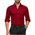 thumbnail image 1 of LIaqionyy Mens Dress Shirts Button down Collared Casual Solid Color Formal Business Shirt with Pocket, 1 of 6