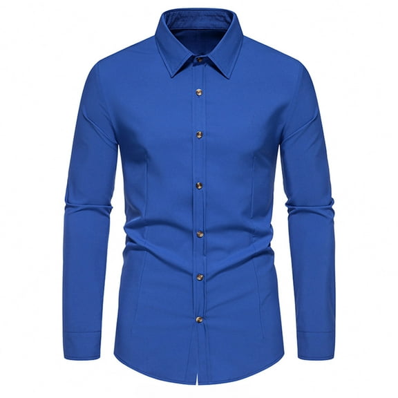 LIaqionyy Mens Dress Shirts Classic Button down Cotton Solid Color Formal Business Wedding Casual Shirt